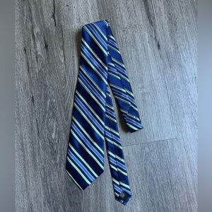Express Navy Blue Tie with Green and Light Blue Stripes